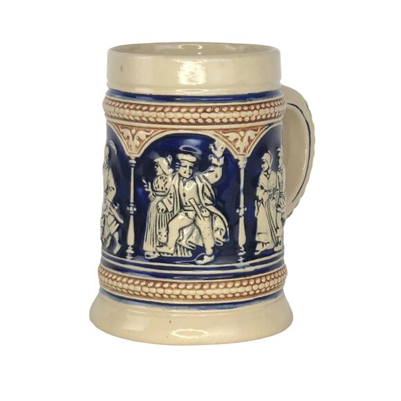 Vintage Miniature Beer Stein Blue White German Holland Port Mug w/ Handle - Picture 3 of 9